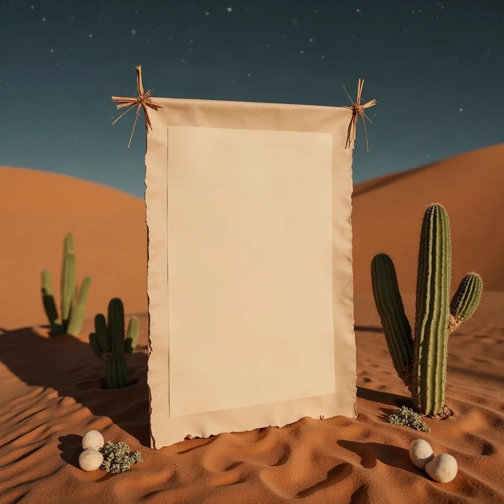 Concepto: La invitación para una boda en el desierto (IA)