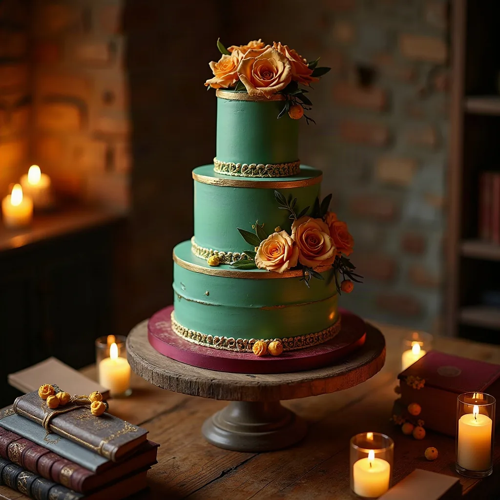 Concepto: La tarta para una boda mágica (IA)