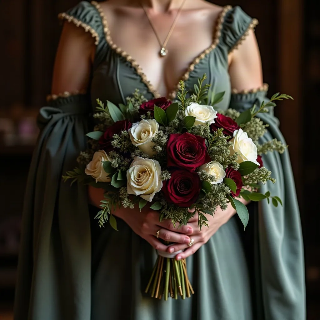 Concepto: El ramo para una boda medieval (IA)