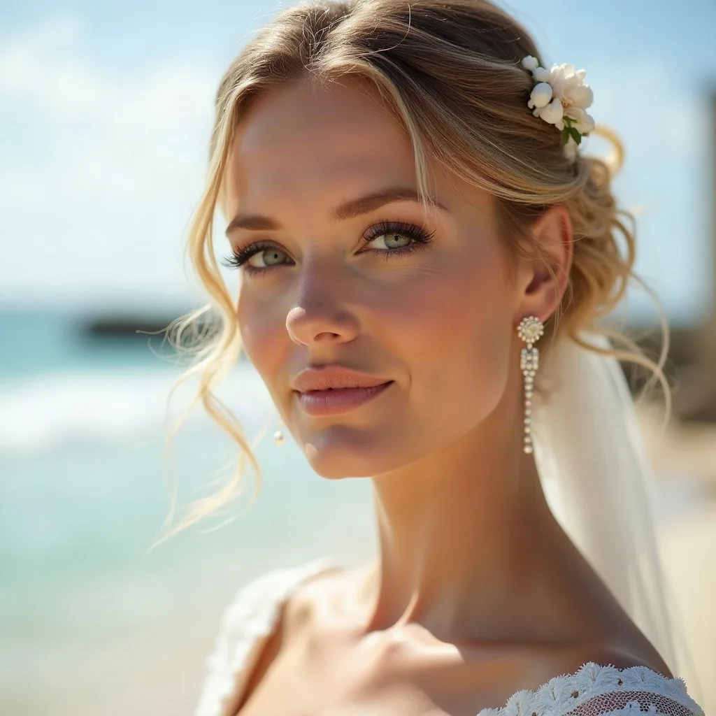 Concepto: La novia para una boda en la playa (IA)